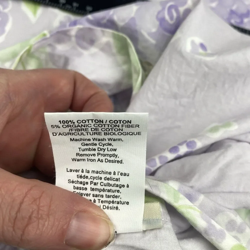 Pottery Barn Kids Twin Duvet Comforter Cover purple Roses Flowers /Green Leaves